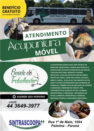 SINDICATO: Sintrascoopa oferece acupuntura auricular aos trabalhadores SINDICATO: Sintrascoopa oferece acupuntura auricular aos trabalhadores